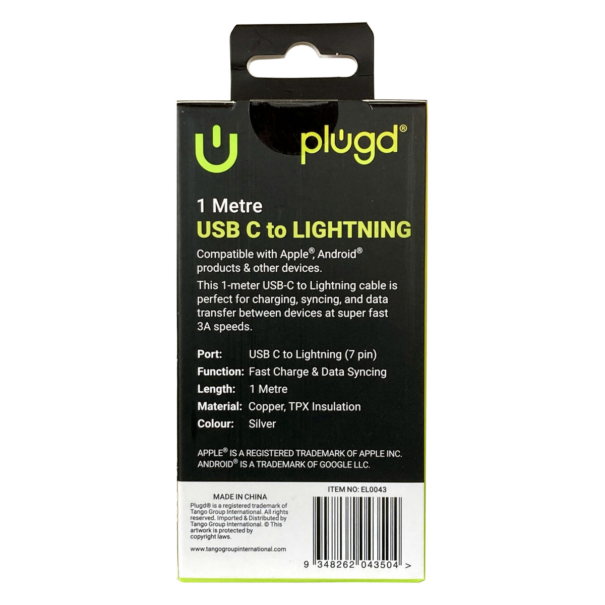 Plugd Braided USB-C to Lightning Cable 1m