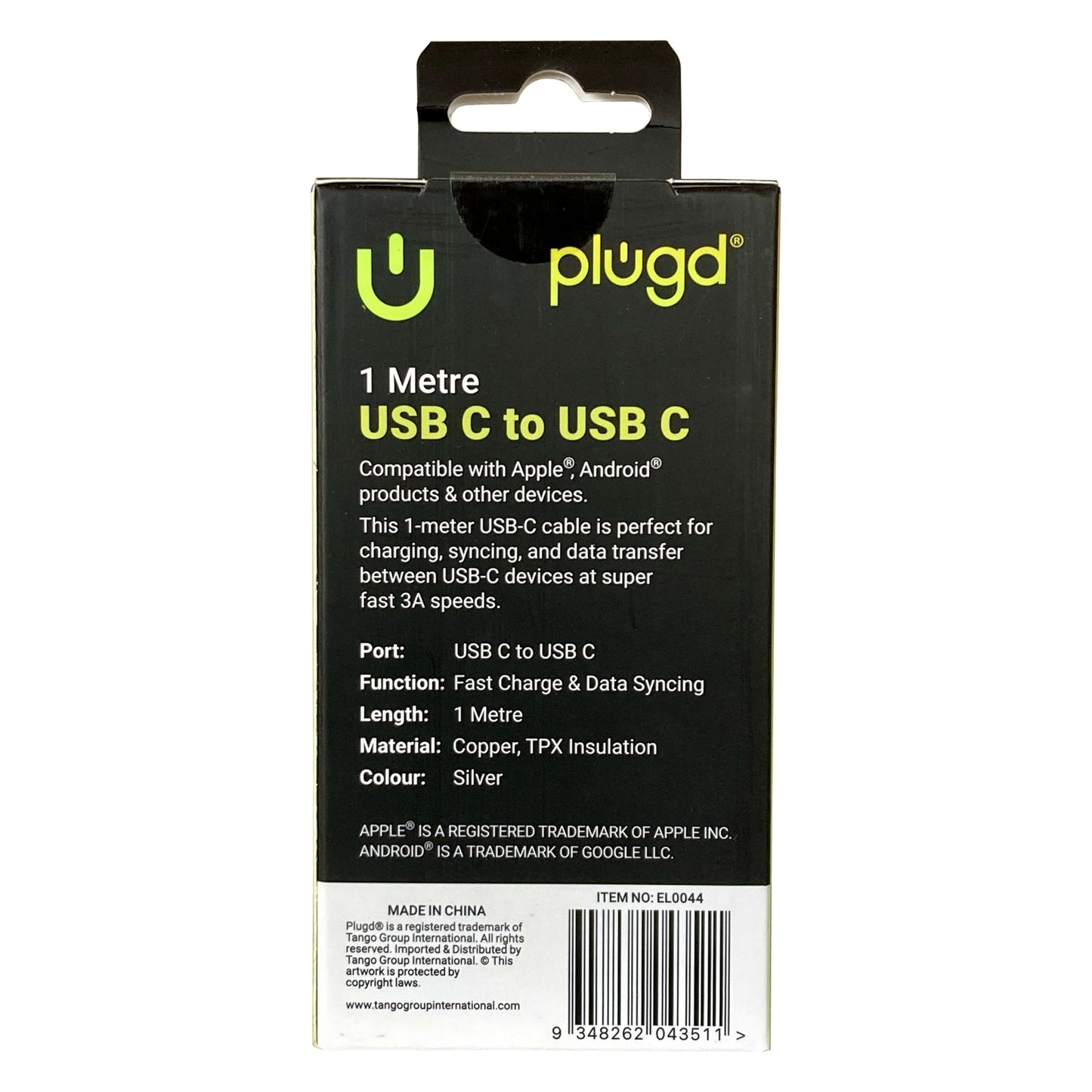 Plugd Braided USB-C to USB-C Cable 1m