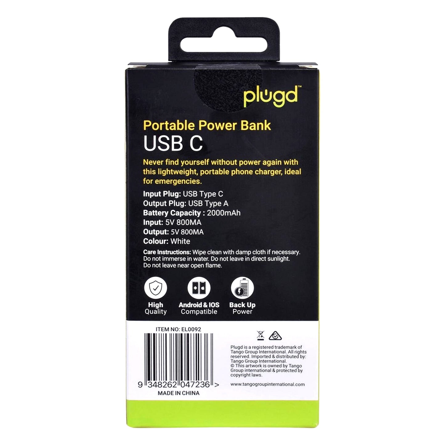 Plugd 2000mAh Portable Power Bank