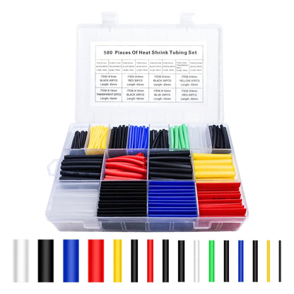 Heat Shrink Tubing Kit 580pcs Assorted