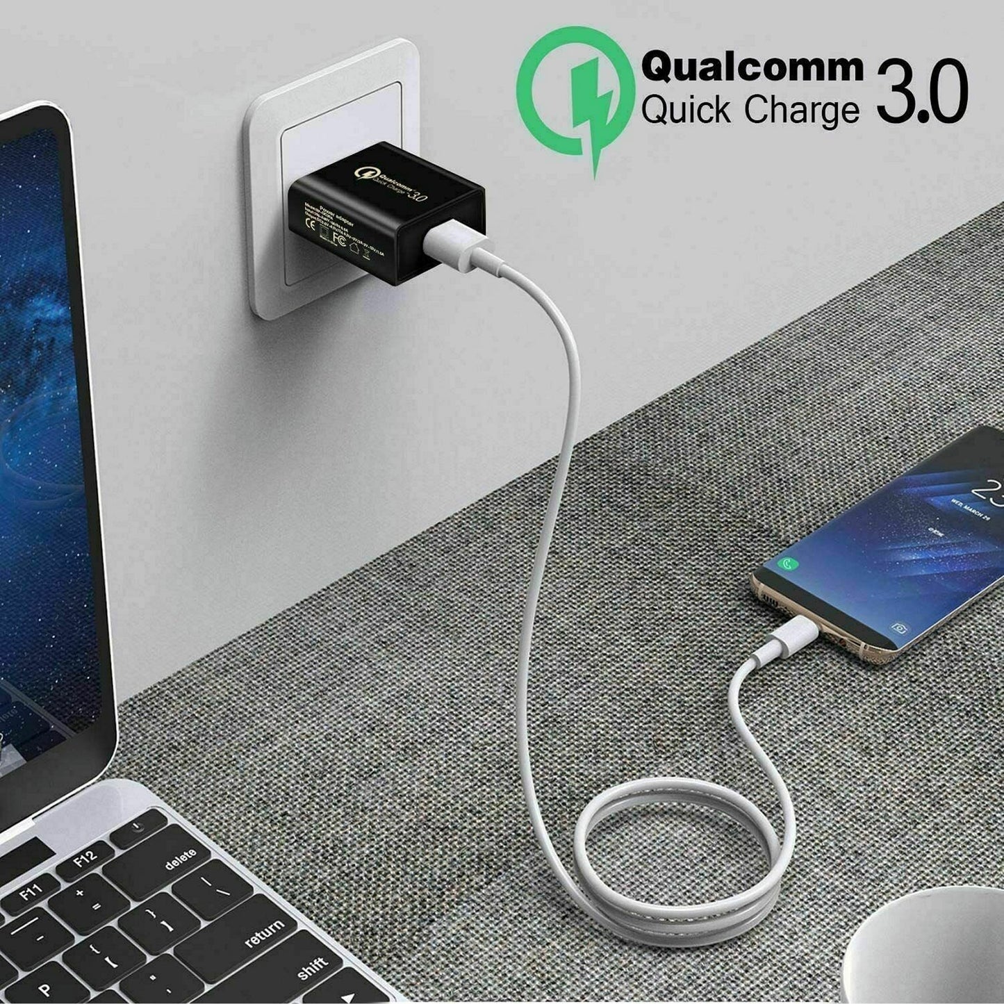 USB Wall Charger – 18W USB-A QC3.0 Fast Charger Black