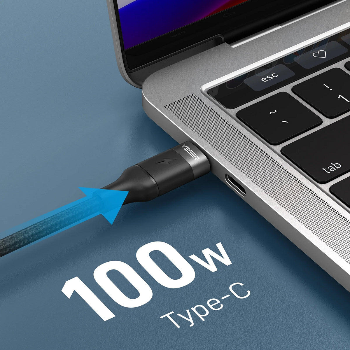 Veger Braided USB-C to USB-C Cable 100W 1.5m
