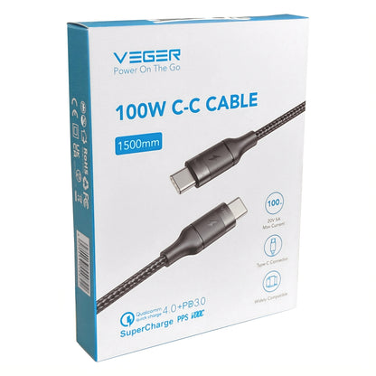 Veger Braided USB-C to USB-C Cable 100W 1.5m