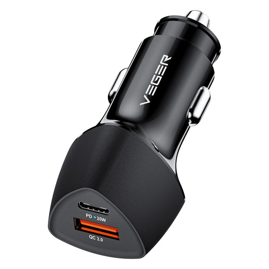 Veger 38W Dual USB Car Charger USB-A QC + USB-C PD