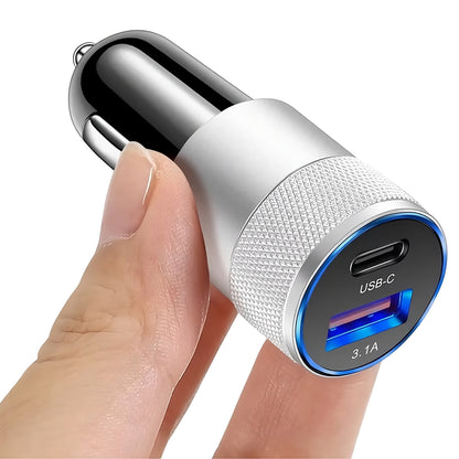 Volt 15W Dual USB Car Charger USB-A + USB-C - Silver