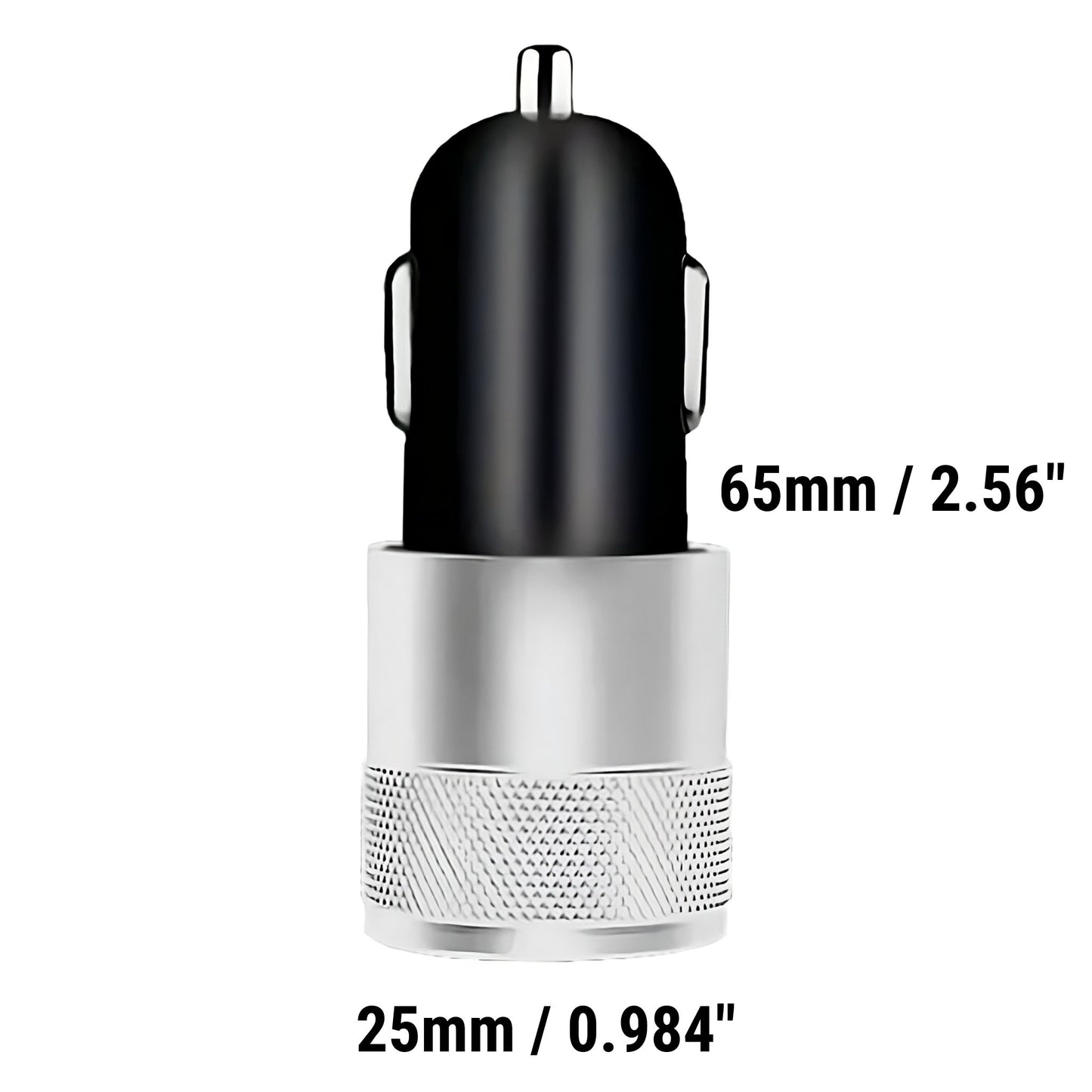 Dual USB Car Charger - 5V 3.1A USB-A + USB-C Silver
