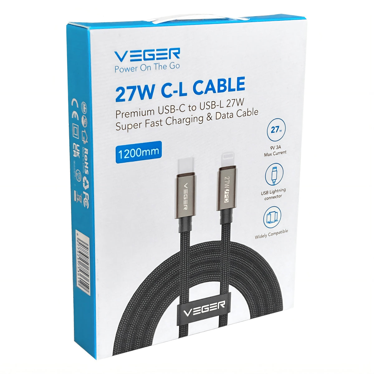 Veger Braided USB-C to Lightning Cable 27W 1.2m