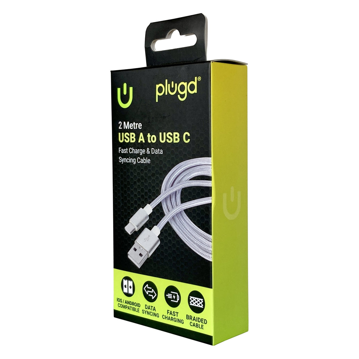 Plugd Braided USB-A to USB-C Cable 2m