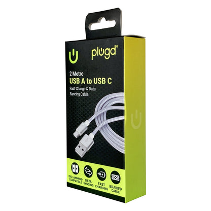 Plugd Braided USB-A to USB-C Cable 2m