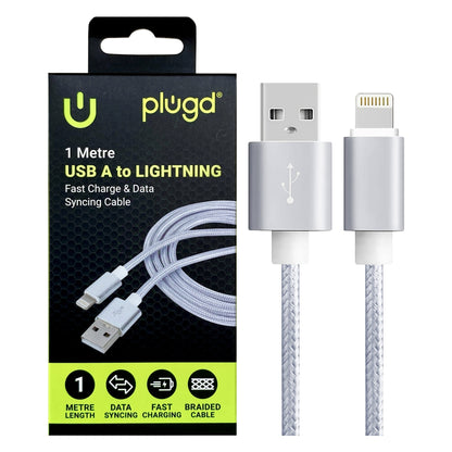 Plugd Braided USB-A to Lightning Cable 1m