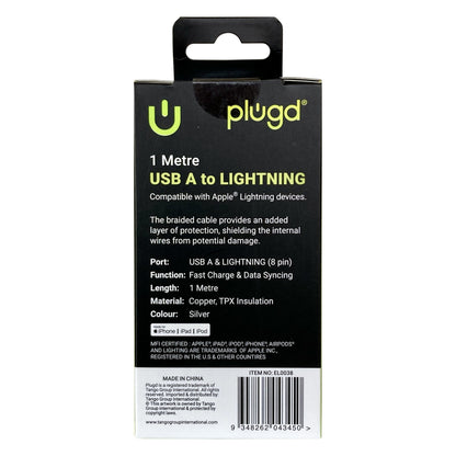 Plugd Braided USB-A to Lightning Cable 1m