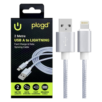 Plugd Braided USB-A to Lightning Cable 2m