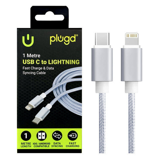 Plugd Braided USB-C to Lightning Cable 1m