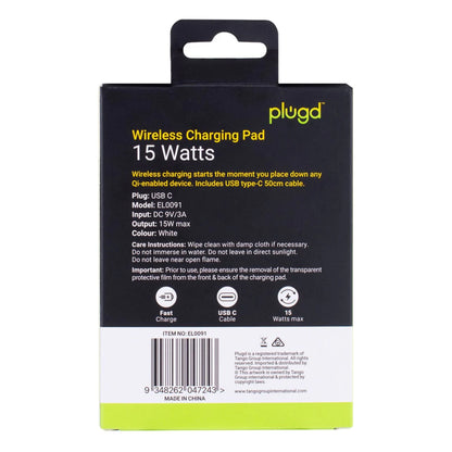 Plugd Wireless Charging Pad 15W for iPhone & Android