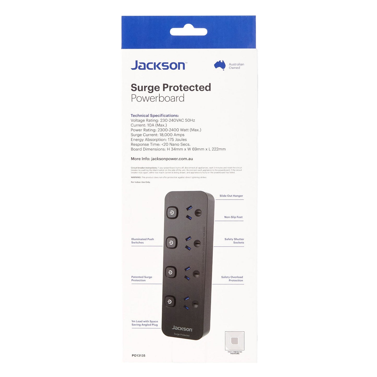 Jackson Surge Protected Powerboard - 4 Switched Outlets