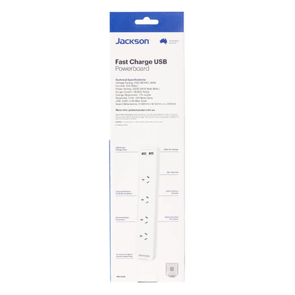 Jackson Surge Protected USB Powerboard - 4 Outlets