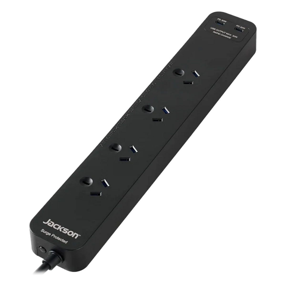 Jackson 4 Outlet Surge Protected USB-C 30W PD Powerboard - Black (PT30W42B)