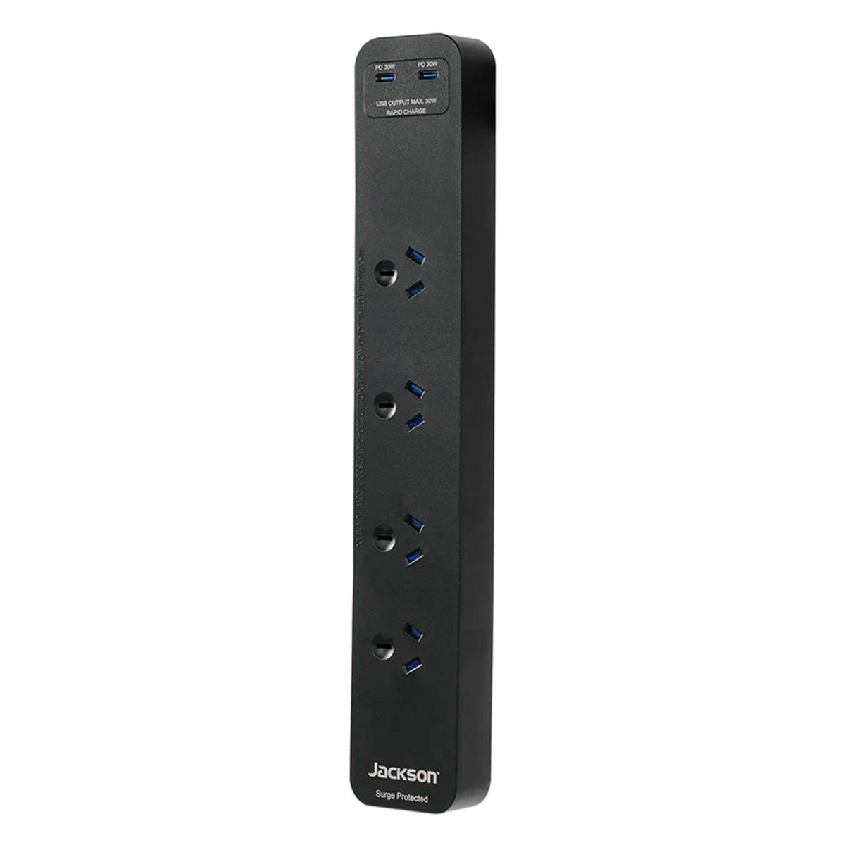Jackson 4 Outlet Surge Protected USB-C 30W PD Powerboard - Black (PT30W42B)