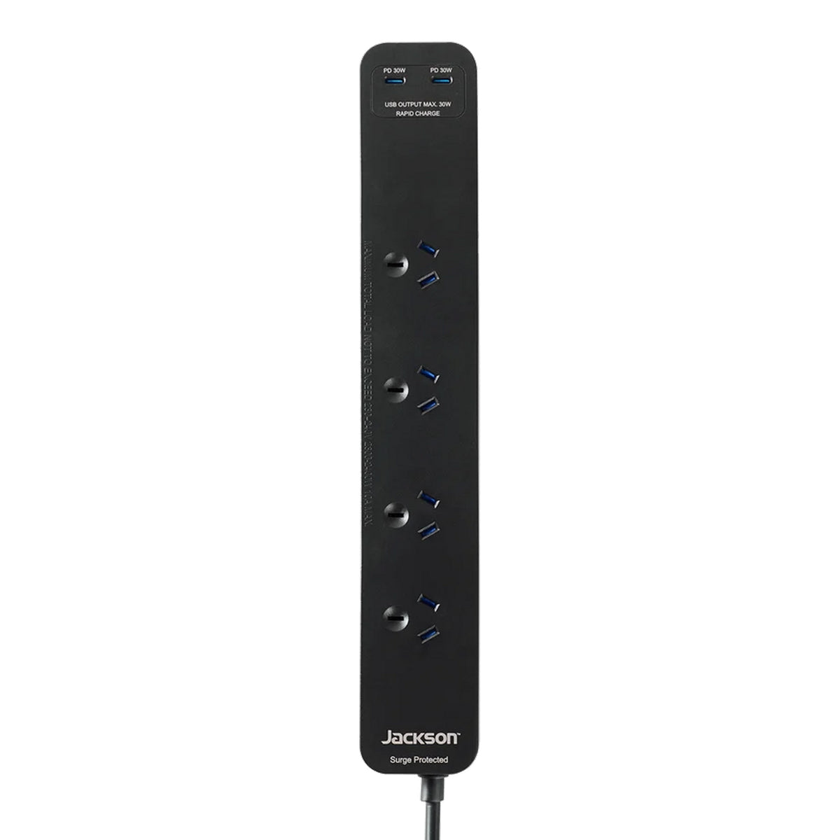 Jackson 4 Outlet Surge Protected USB-C 30W PD Powerboard - Black (PT30W42B)