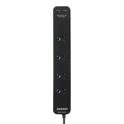 Jackson 4 Outlet Surge Protected USB-C 30W PD Powerboard - Black (PT30W42B)