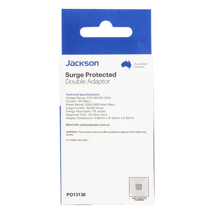 Jackson Vertical Surge Protected Double Adaptor