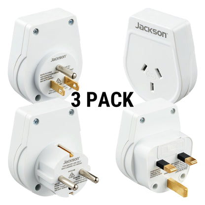 Jackson Travel Adaptor Outbound 3 Pack - UK, USA & EU