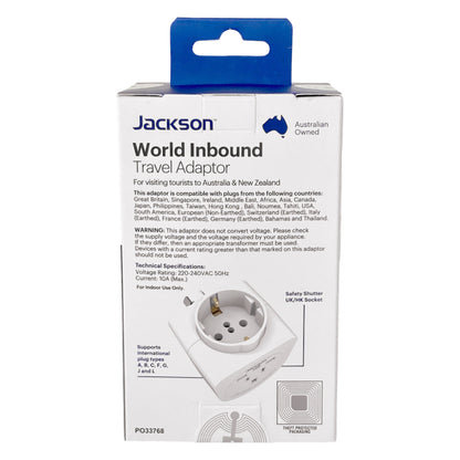 Jackson Inbound Travel Adaptor - USA, UK, EU & More to NZ (PTAMULTI2)