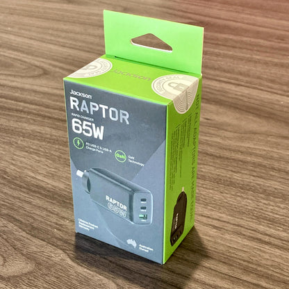 Jackson Raptor 65W GaN Wall Charger - USB-A & USB-C Fast Charge