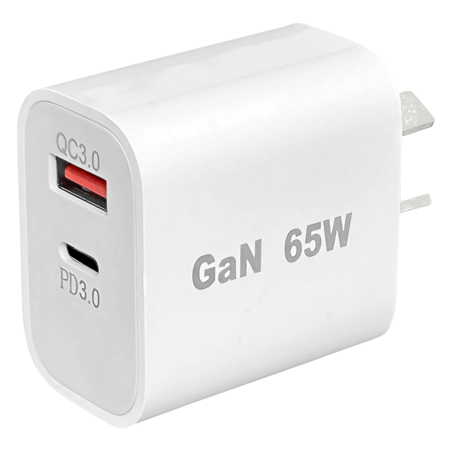 Dual USB Wall Charger – 65W GaN USB-A QC3.0 + USB-C PD