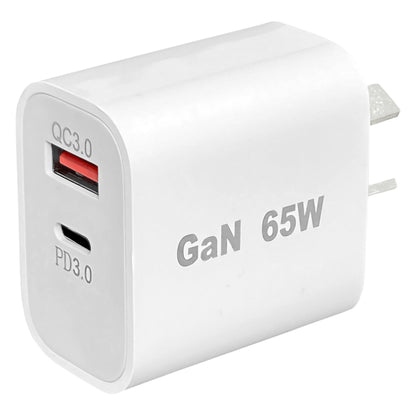 Dual USB Wall Charger – 65W GaN USB-A QC3.0 + USB-C PD