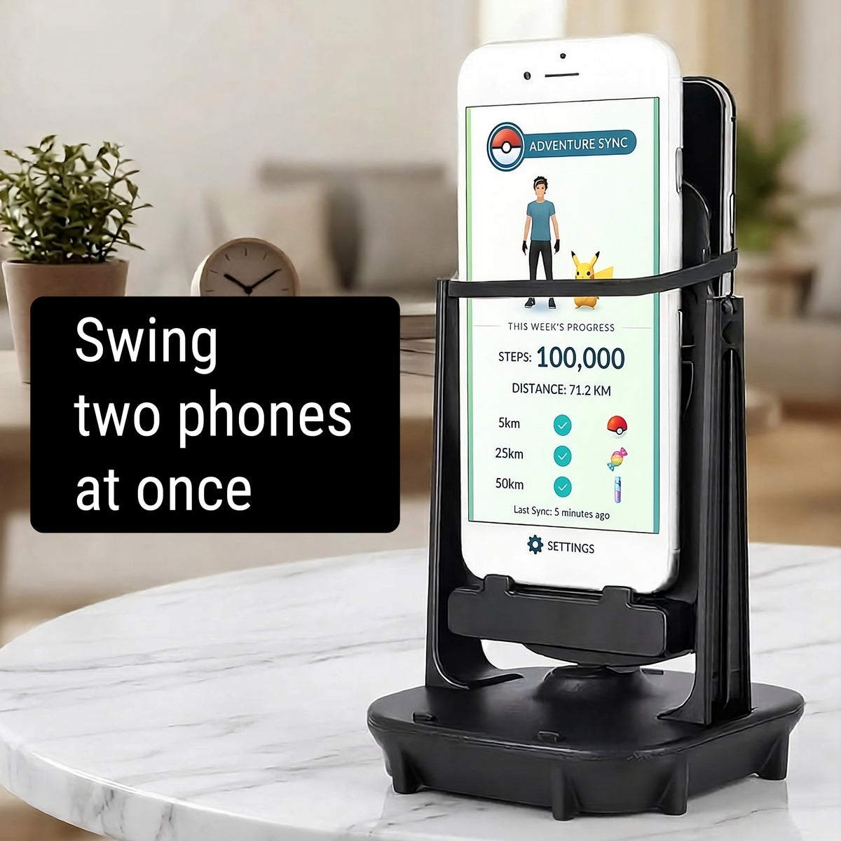 USB Phone Swing - Automatic Step Counter & Stand (Black)