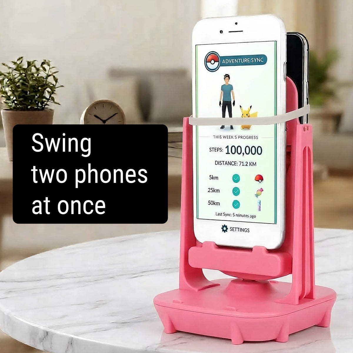 USB Phone Swing - Automatic Step Counter & Stand (Pink)