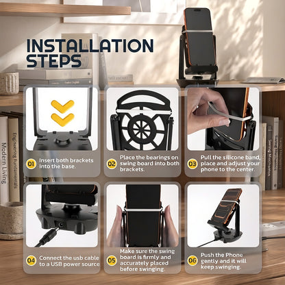 USB Phone Swing - Automatic Step Counter & Stand (Black)