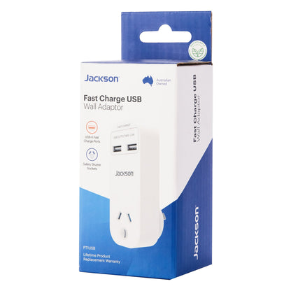 Jackson USB Wall Charger 12W - Dual USB-A Fast Charge