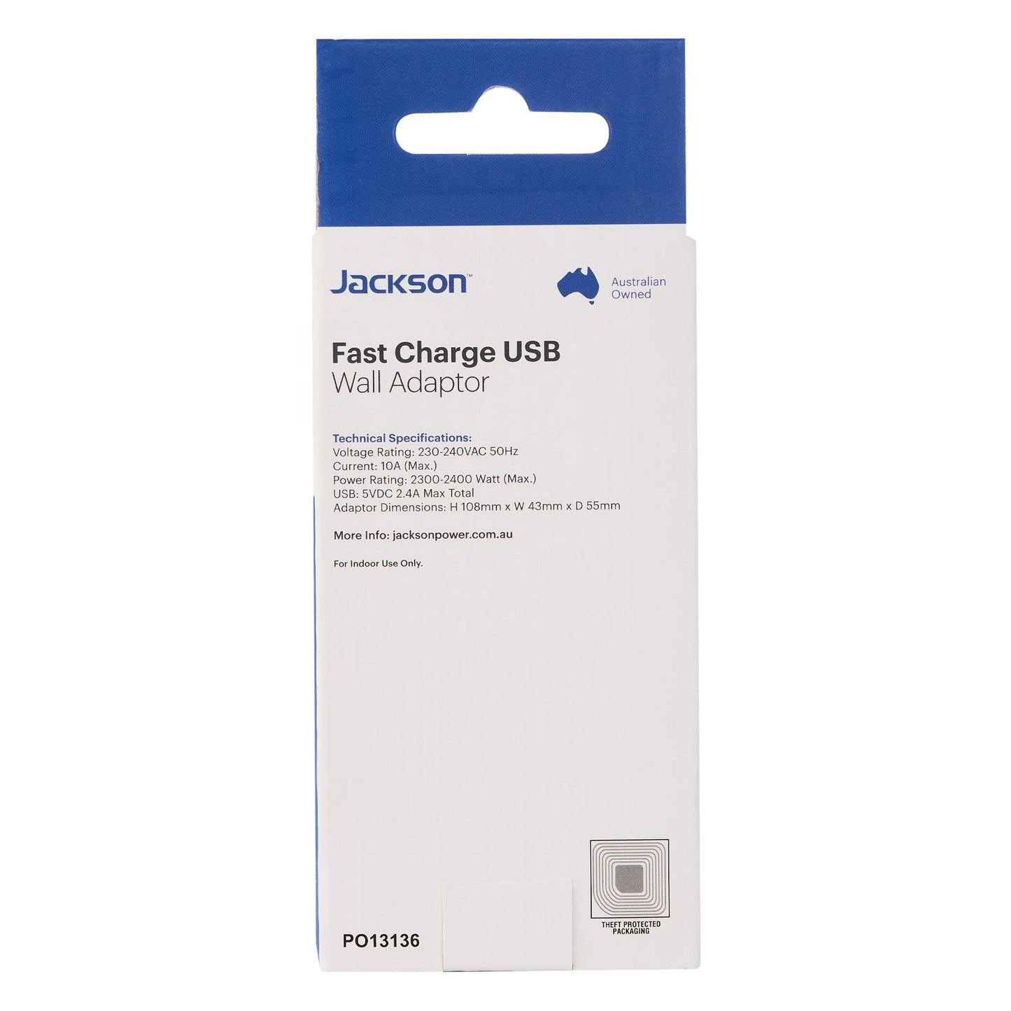 Jackson USB Wall Charger 12W - Dual USB-A Fast Charge