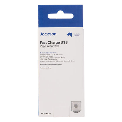 Jackson USB Wall Charger 12W - Dual USB-A Fast Charge