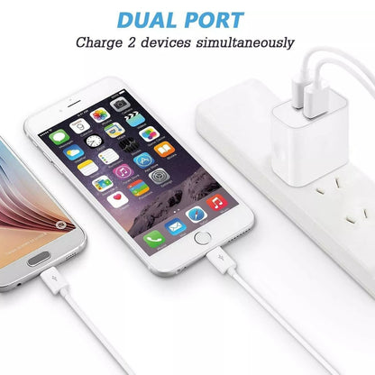 Dual USB Wall Charger - 10.5W 2.1A USB-A White