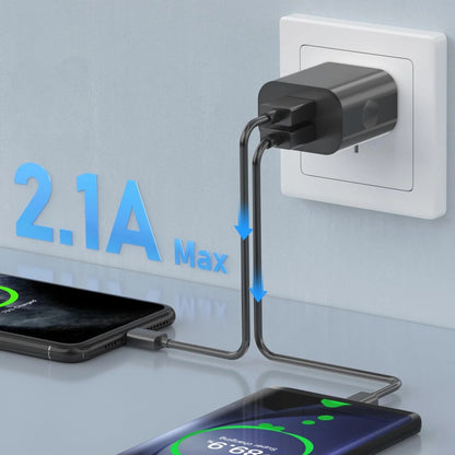 Dual USB Wall Charger – 10.5W 2.1A USB-A Black