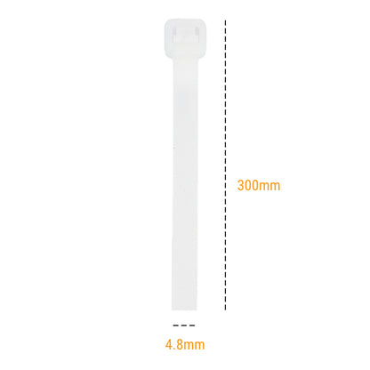 Cable Ties 300 x 4.8mm 100 Pack - White